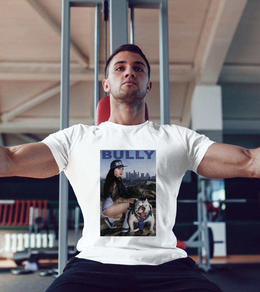 Bully Lifestyle Woman Squatting With Dog Cityscape T-Shirt