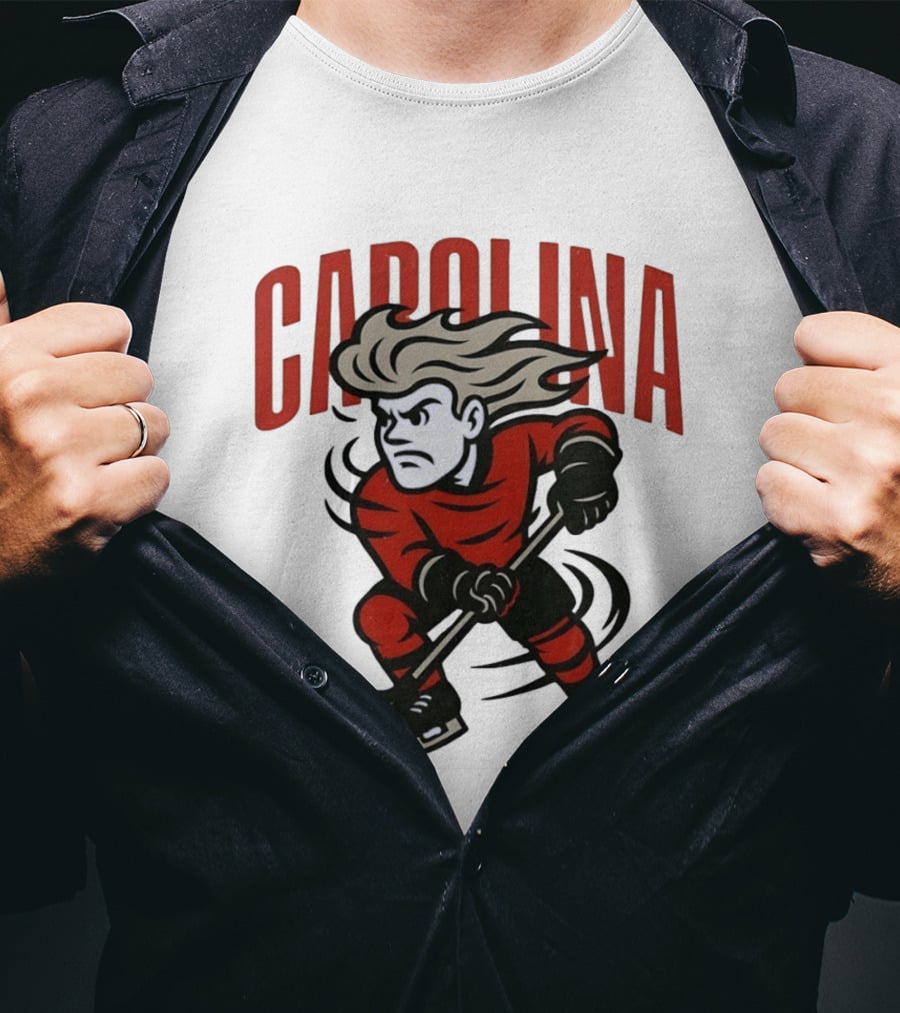 Carolina Hockey Action Figure Skating Puck Player T-Shirt