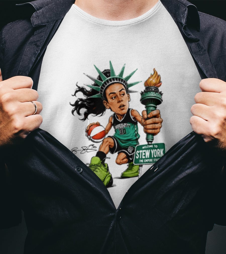 New York Liberty Breanna Stewart Stew York Torch Statue Basketball T-Shirt