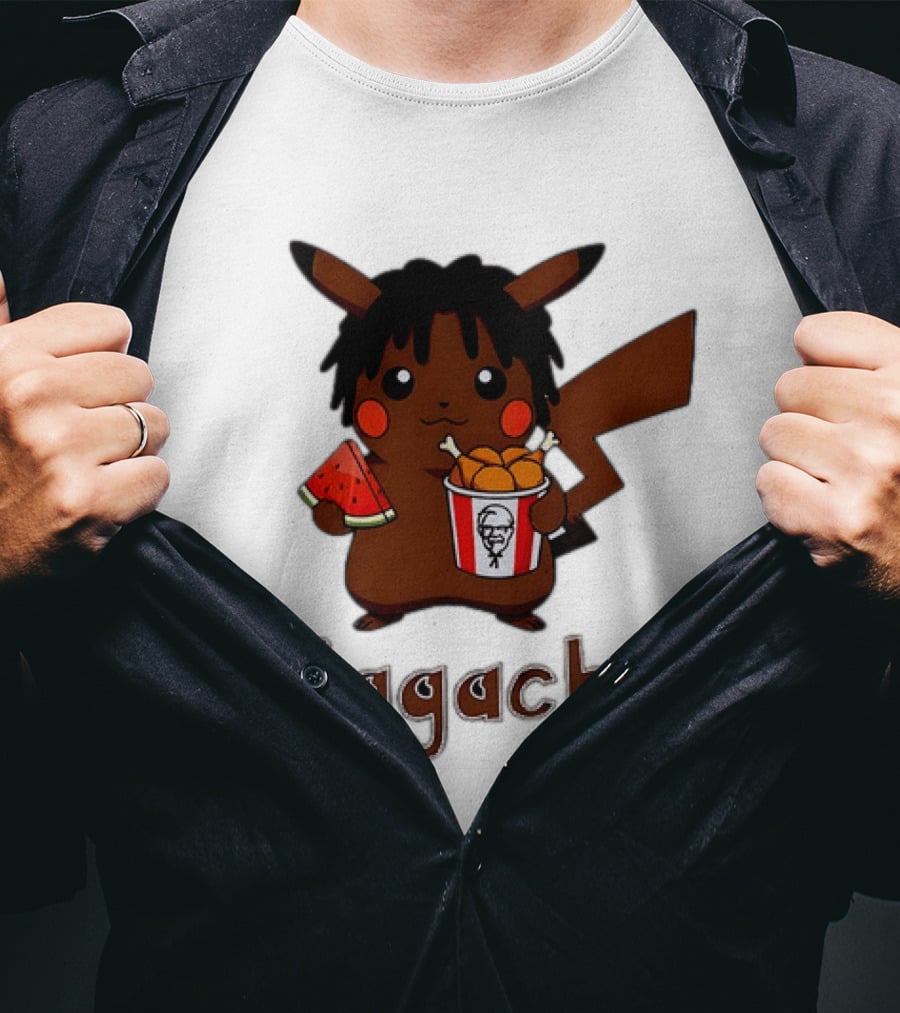 Niggachu Pikachu With Fried Chicken And Watermelon T-Shirt