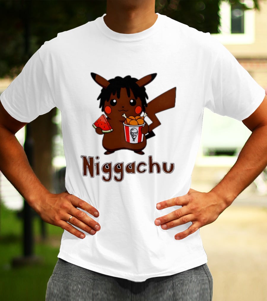 Niggachu Pikachu With Fried Chicken And Watermelon T-Shirt