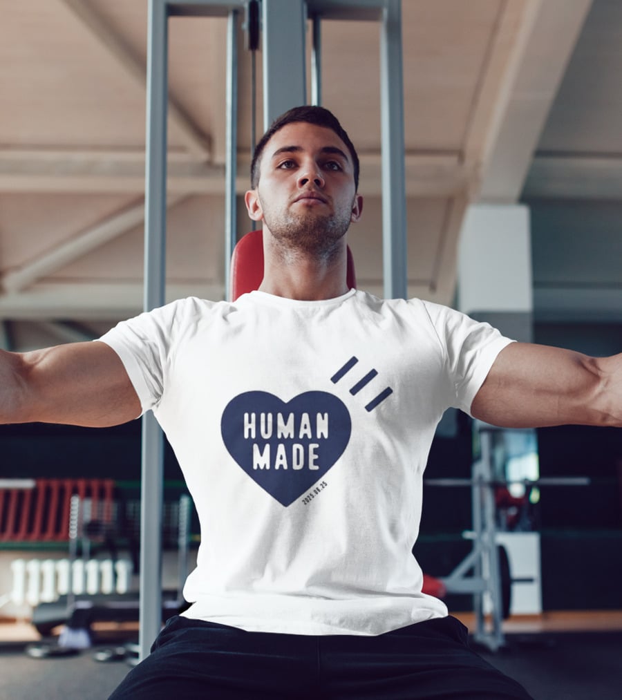 Daily Human Made Heart Motif With Three Stripes And Dry Alls T-Shirt