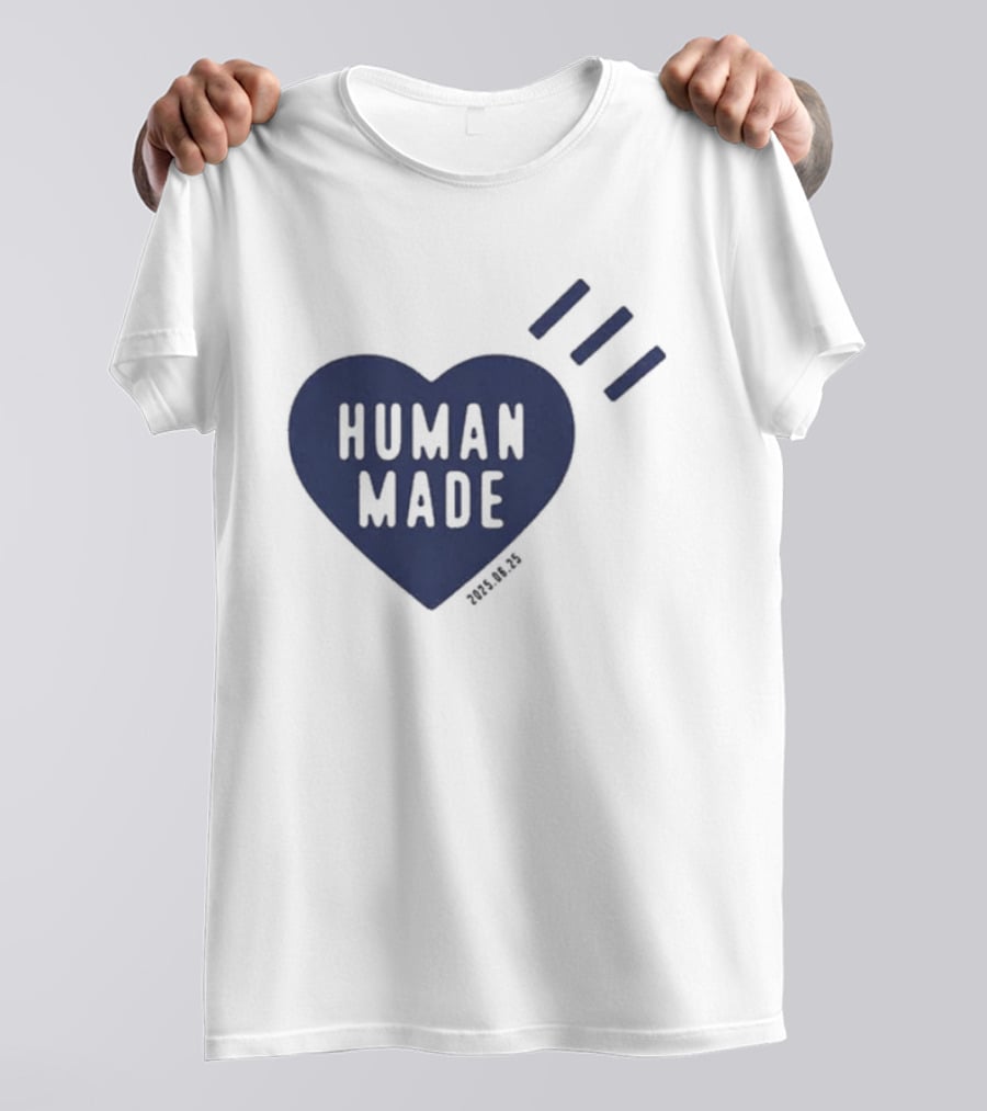 Daily Human Made Heart Motif With Three Stripes And Dry Alls T-Shirt