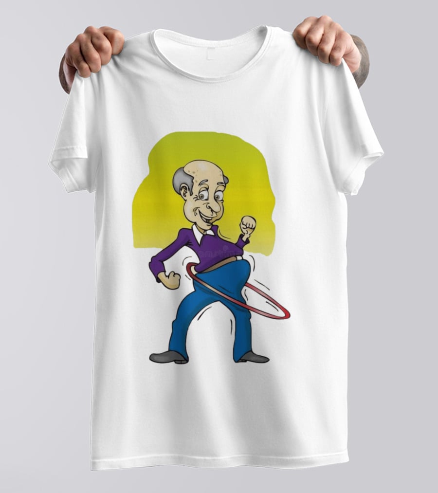 Elderly Man Hula Hooping Joyfully With Fist Pump T-Shirt