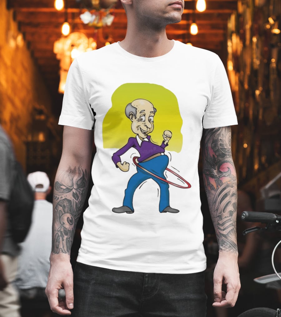 Elderly Man Hula Hooping Joyfully With Fist Pump T-Shirt