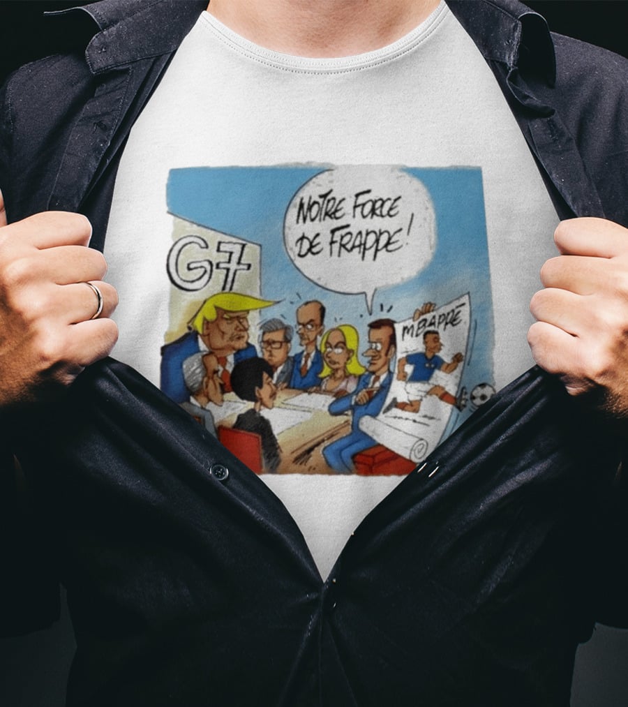 G7 Notre Force De Frappe Mbappe Cartoon Conference Scene T-Shirt