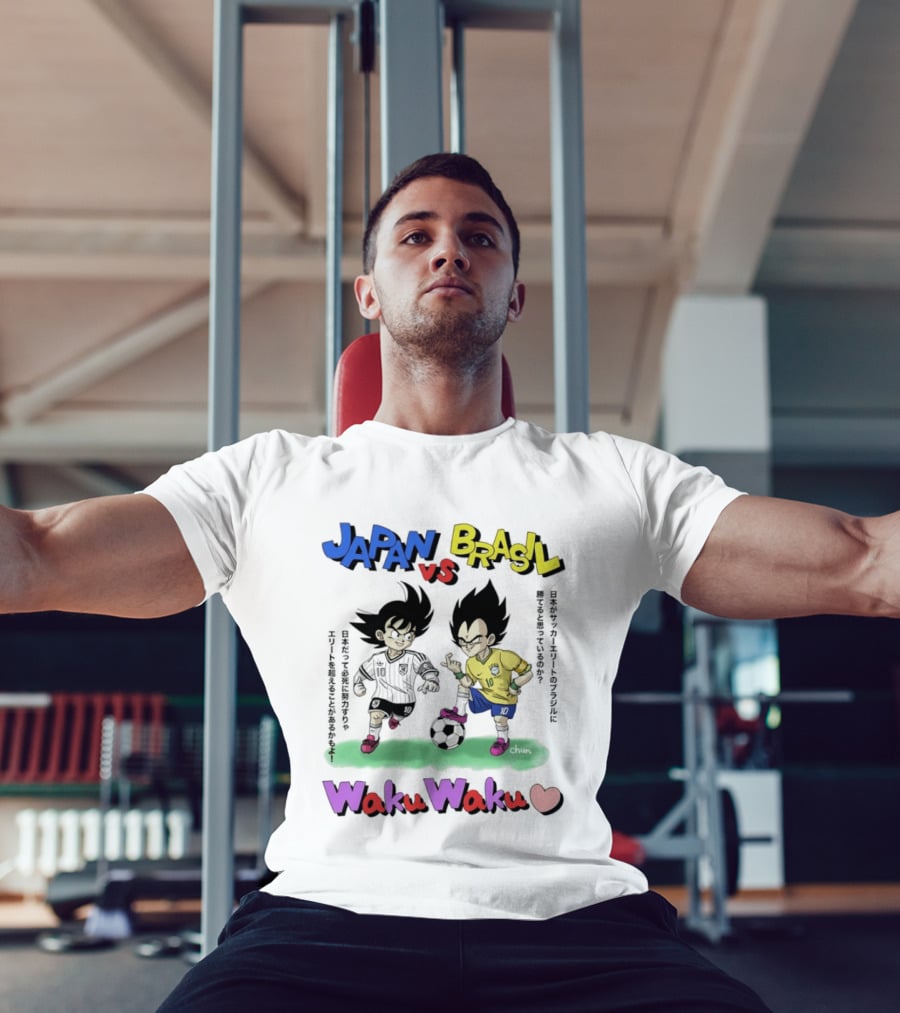 Japan Vs Brasil Goku Vegeta National Teams Waku Waku Soccer Match T-Shirt