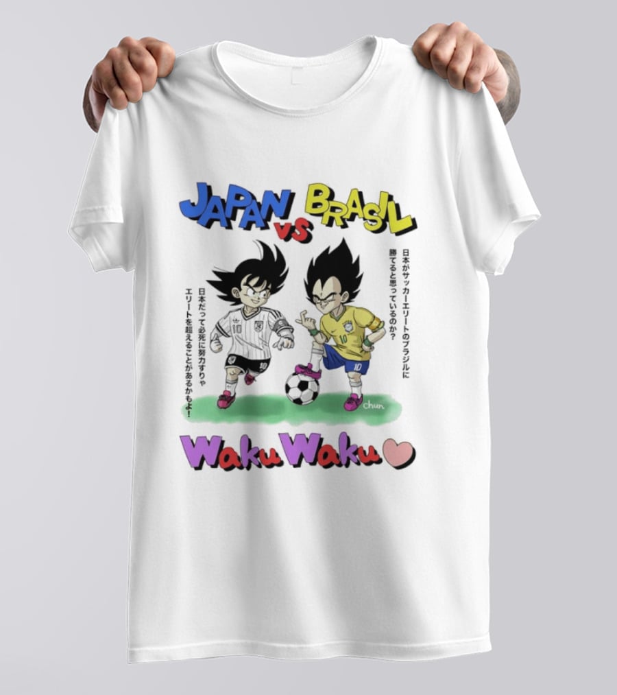Japan Vs Brasil Goku Vegeta National Teams Waku Waku Soccer Match T-Shirt