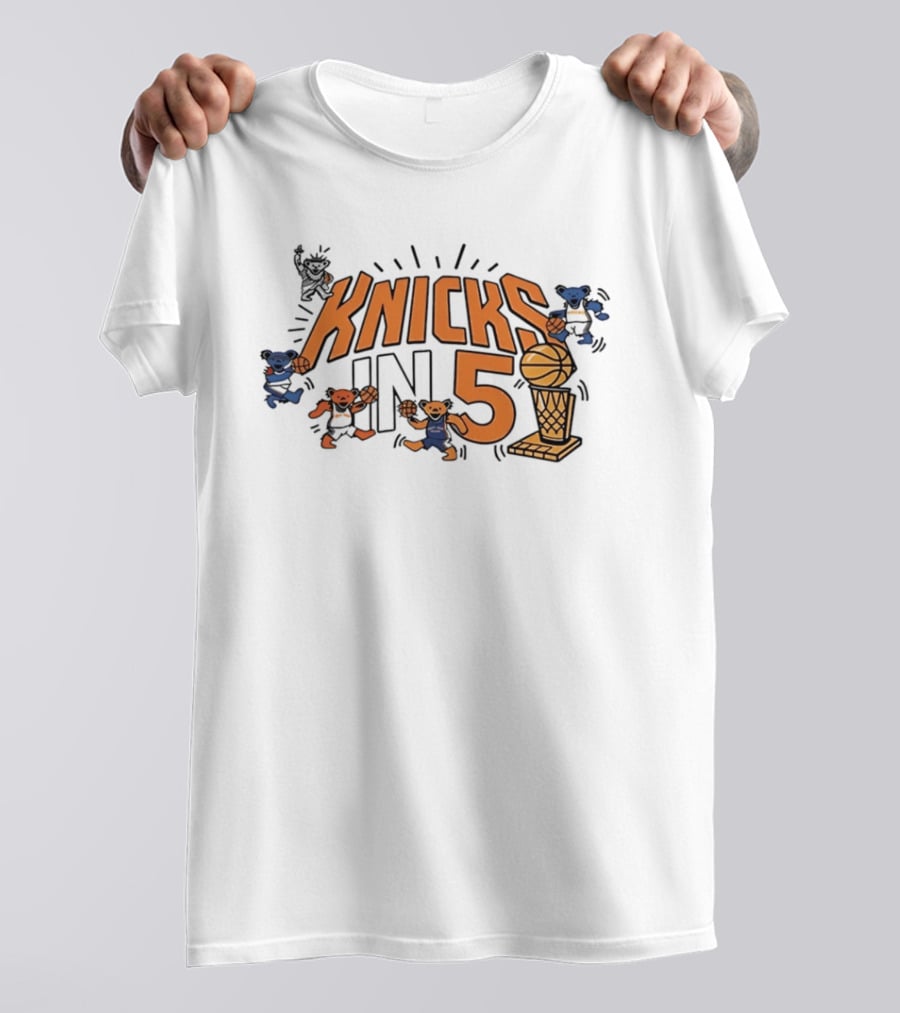 Knicks In 5 Grateful Dead Bears Basketball Collaboration T-Shirt
