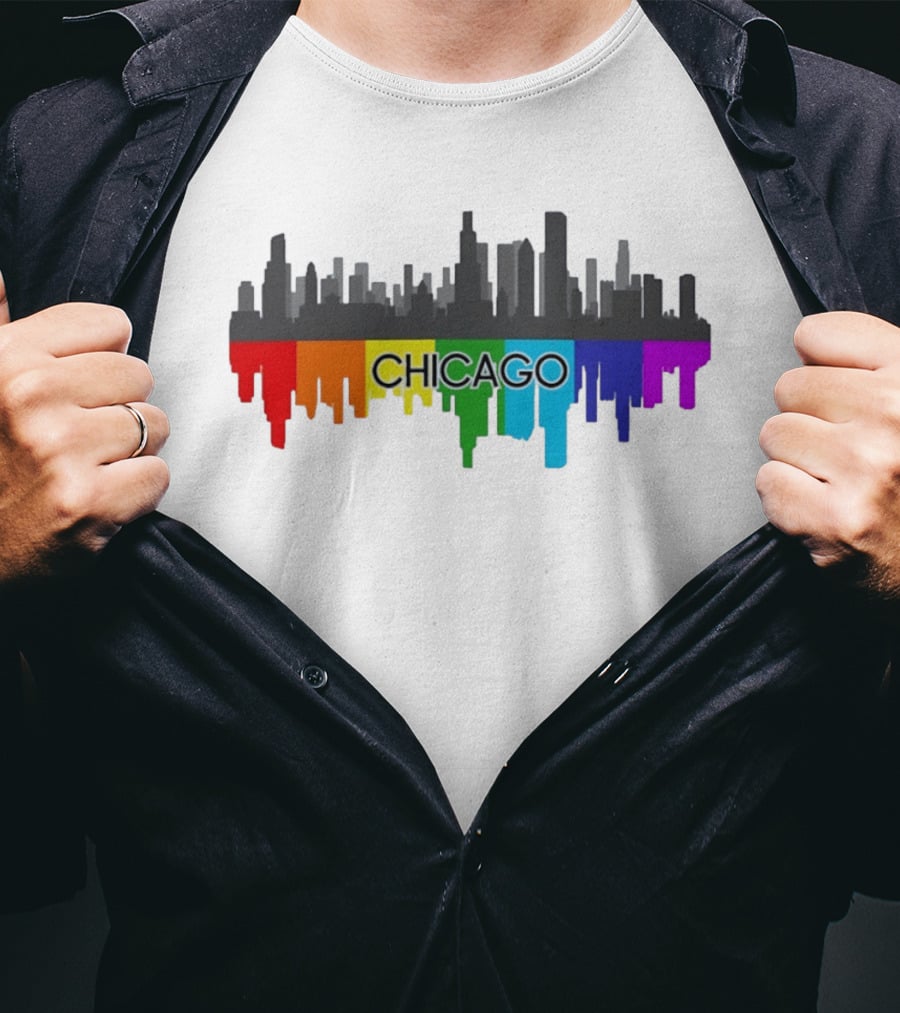 Chicago Skyline Rainbow Pride City T-Shirt