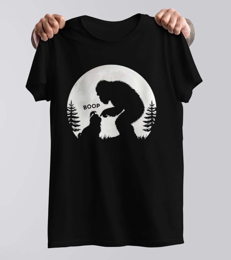 Bigfoot Boop Shih Tzu Moon Silhouette Forest Scene T-Shirt