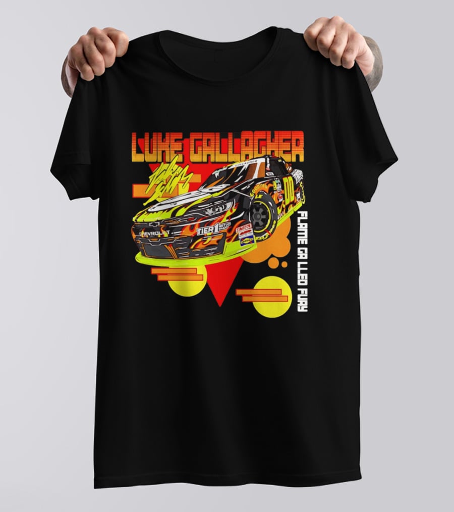 Luke Gallagher Flame Grilled Fury Tier 1 Racing 00 Car T-Shirt