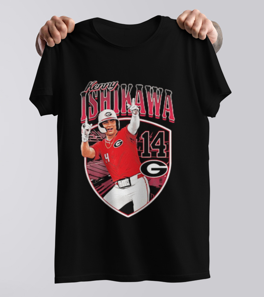 Kenny Ishikawa Georgia Bulldogs 14 Action Pose T-Shirt