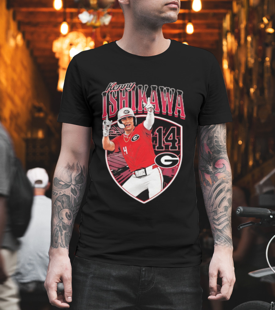 Kenny Ishikawa Georgia Bulldogs 14 Action Pose T-Shirt