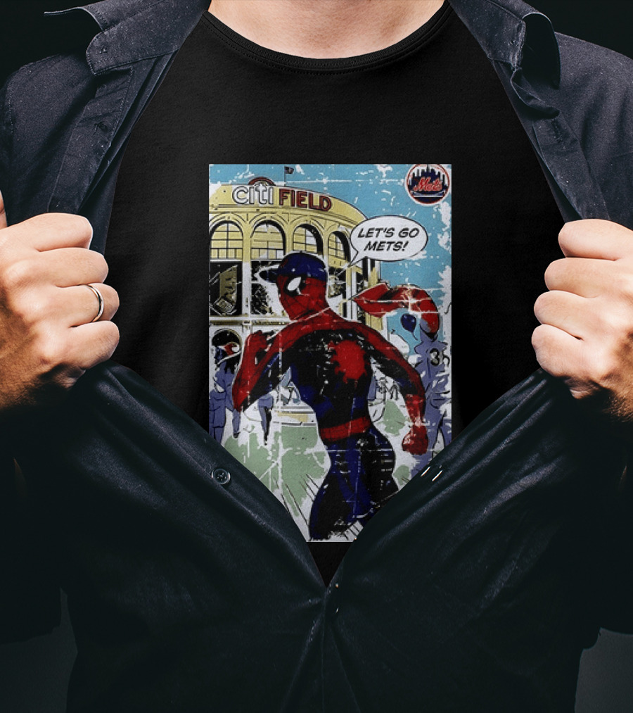 Citi Field New York Mets Spider Man Let's Go Mets 2026 T-Shirt