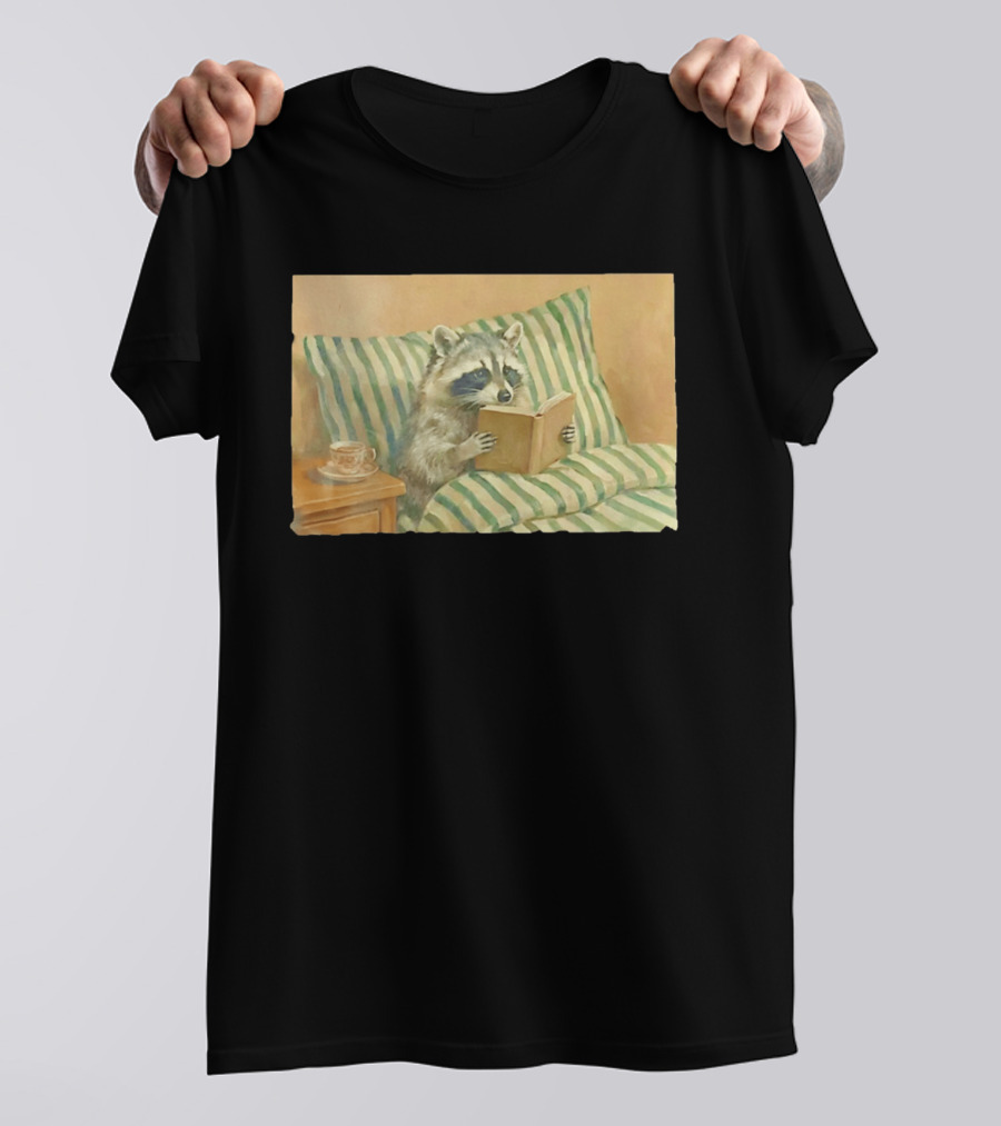 Probably Reading Trash Raccoon Bookworm Cozy T-Shirt