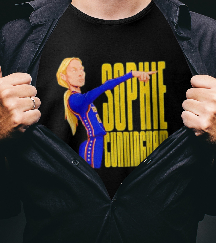 Sophie Cunningham Cartoon Indiana Fever Pointing T-Shirt