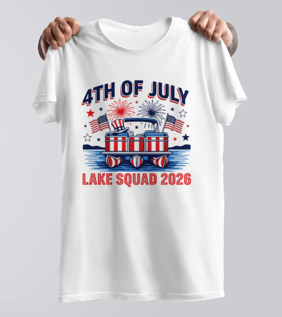 4th Of July Lake Squad 2026 Patriotic Pontoon Boat T-Shirt