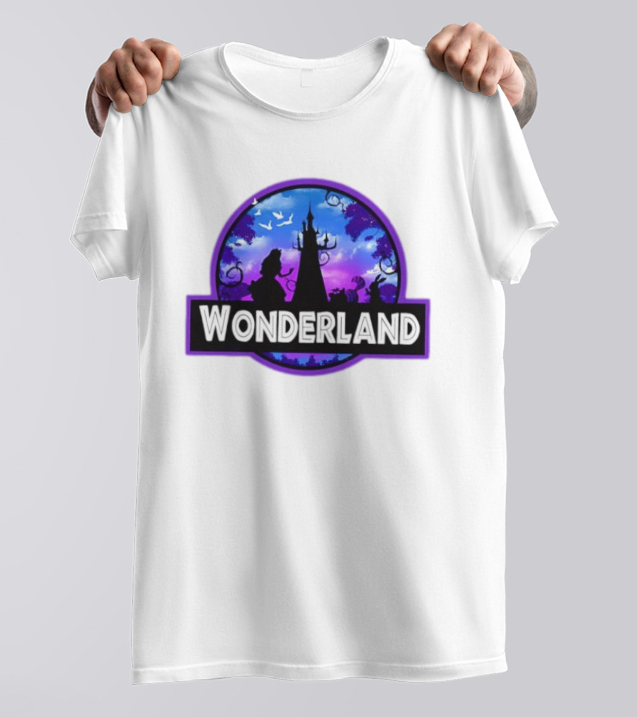 Alice Cheshire Cat White Rabbit Wonderland Disney Fantasy Adventure Movie T-Shirt