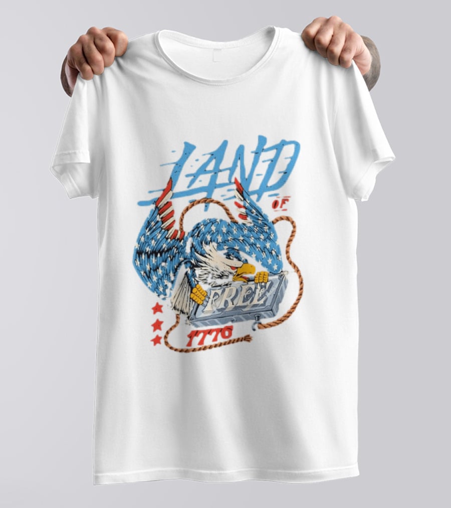 Land Of The Free 1776 Bald Eagle Patriotism T-Shirt