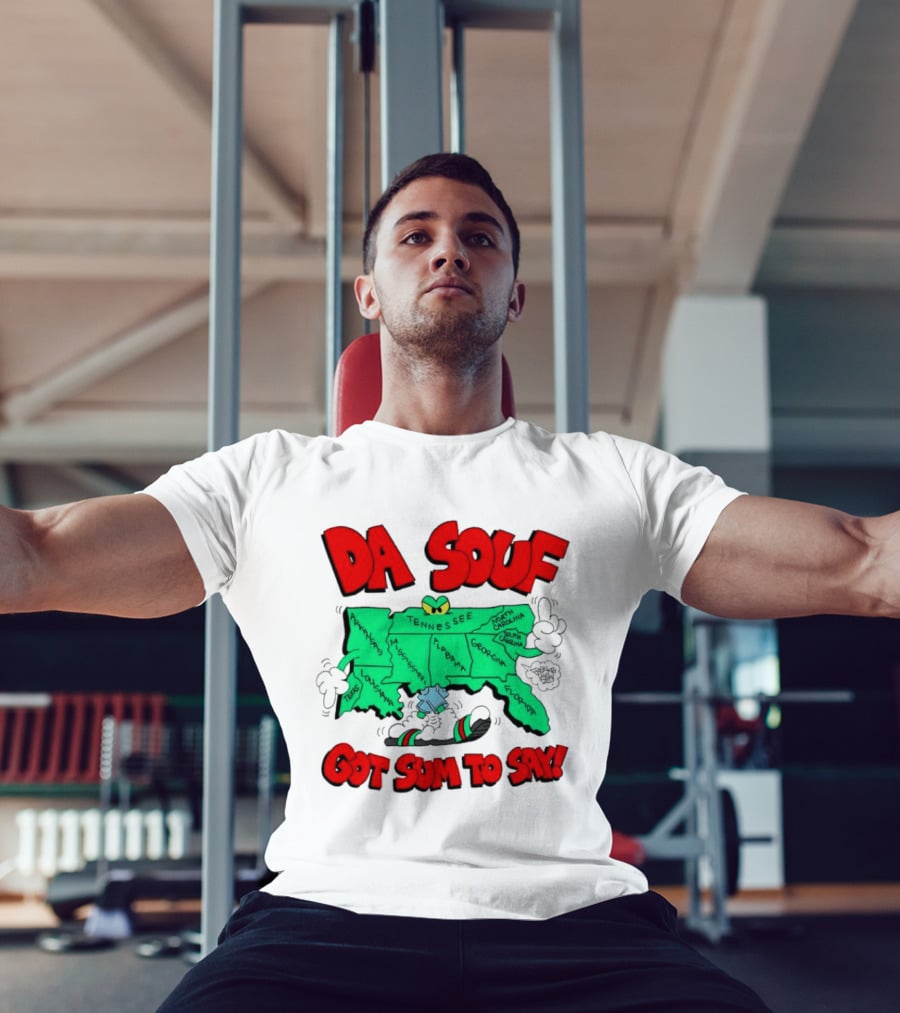 Da Souf Got Sum To Say Map Cartoon Southern States Louisiana Alabama Georgia Florida Texas Mississippi Tennessee North Carolina South Carolina T-Shirt