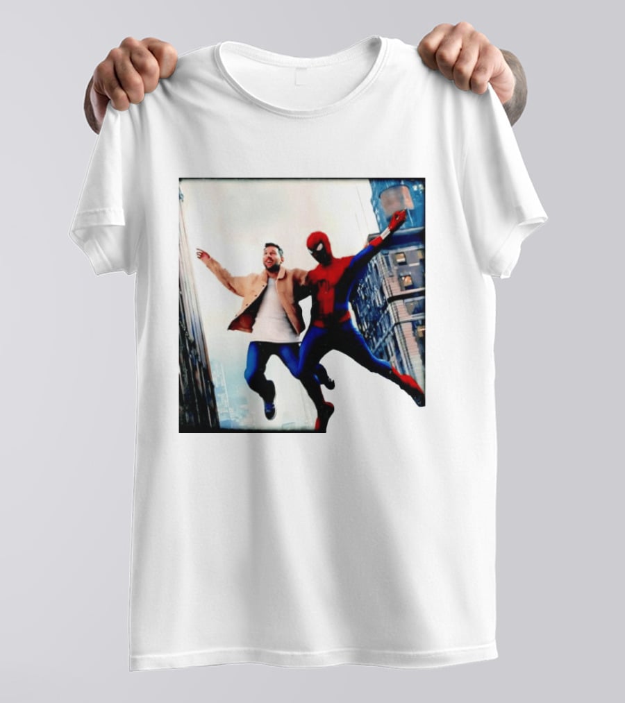 Lionel Messi And Spider Man Jump In City Marvel Cinematic Universe T-Shirt