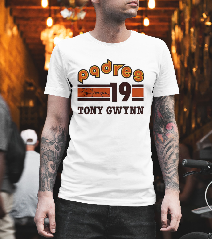 Padres 19 Tony Gwynn Signature T-Shirt