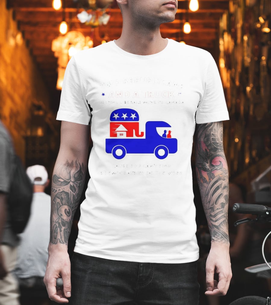 Two Republicans And A Truck Helping Liberals Move To Canada GOP Elephant T-Shirt