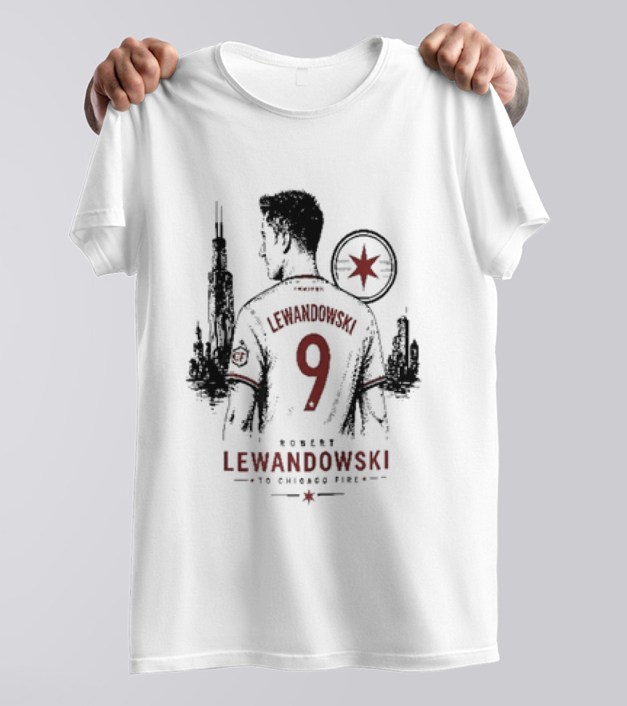 Robert Lewandowski Number 9 Chicago Fire Soccer Transfer T-Shirt