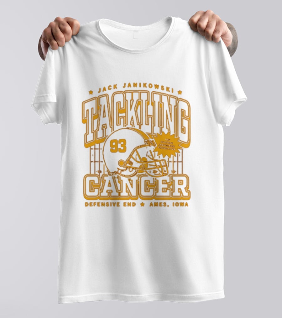 Jack Janikowski Tackling Cancer Defensive End 93 Ames Iowa Schmidt Foundation T-Shirt