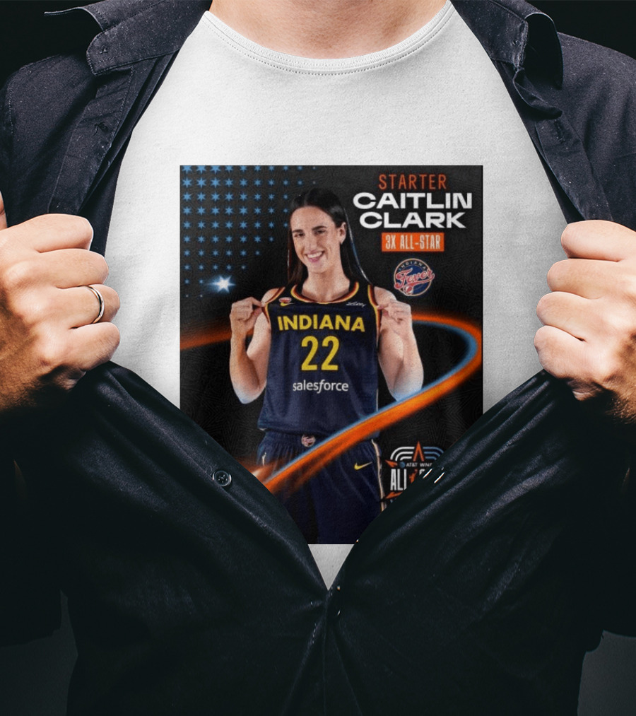 Starter Caitlin Clark Indiana 3X All Star Fever AT&T WNBA All Star Chicago T-Shirt
