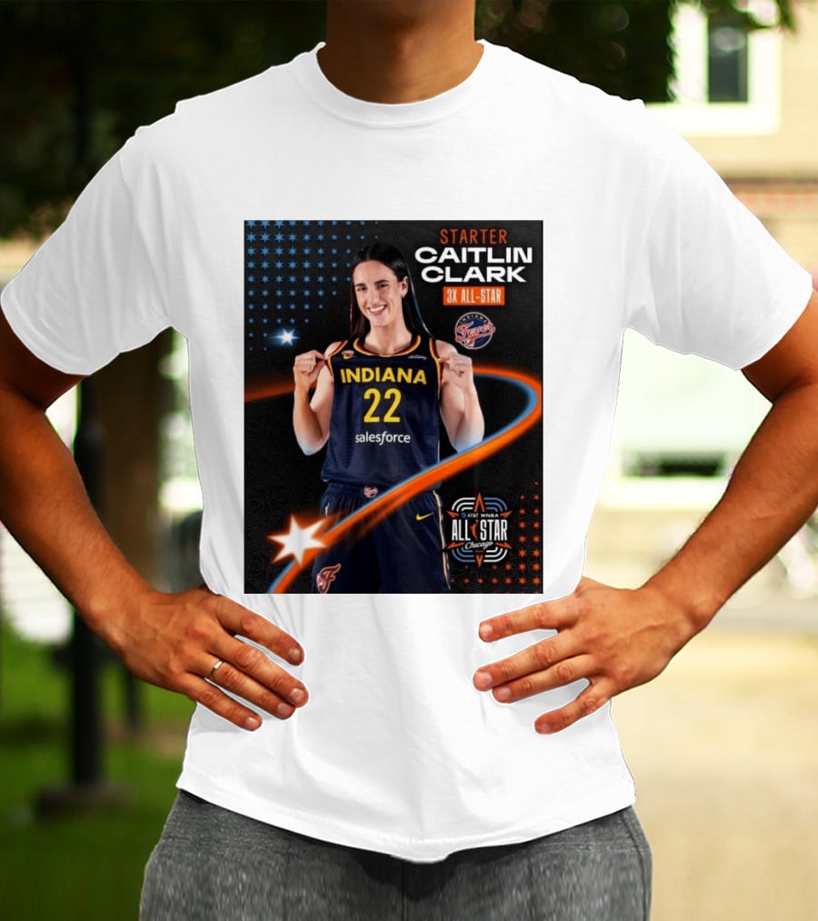 Starter Caitlin Clark Indiana 3X All Star Fever AT&T WNBA All Star Chicago T-Shirt