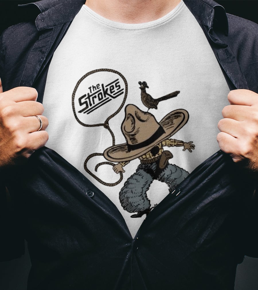 The Strokes Cowboy Roadrunner Western Lasso Band Music T-Shirt