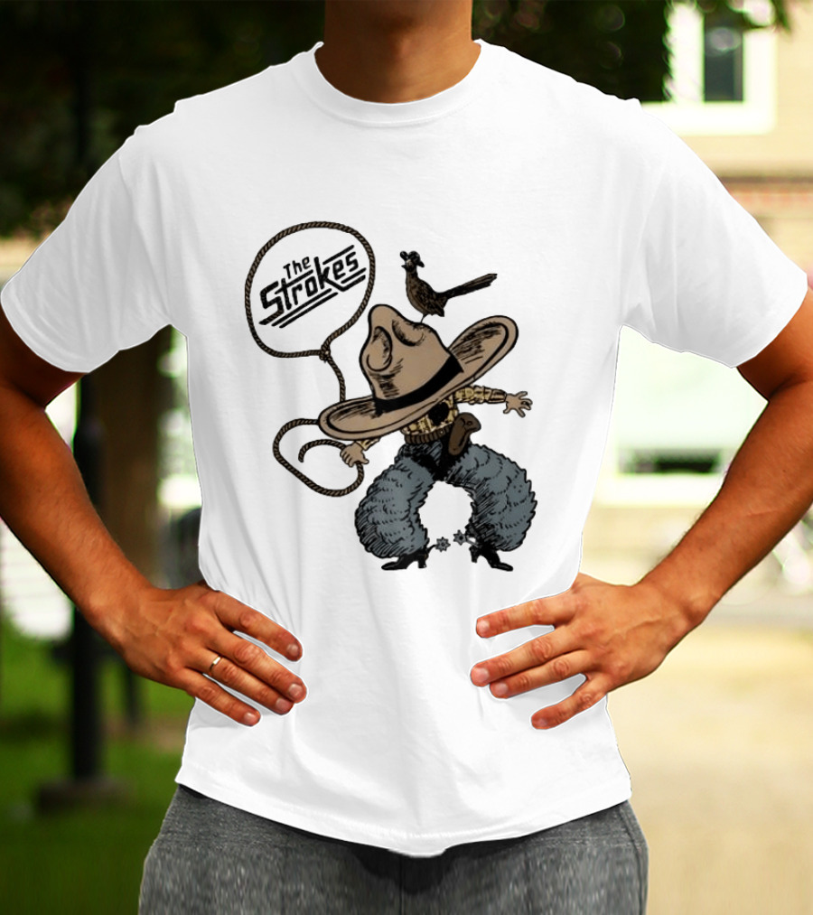 The Strokes Cowboy Roadrunner Western Lasso Band Music T-Shirt