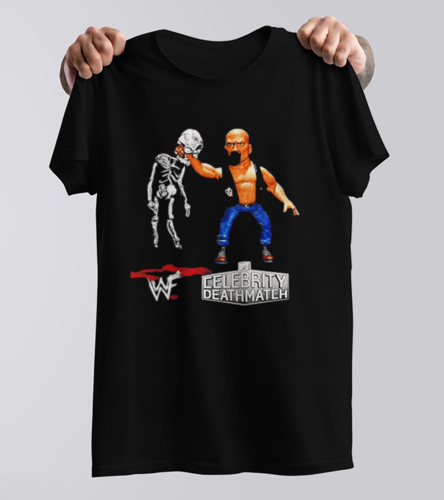 Stone Cold Steve Austin Holding Skeleton WWF MTV Celebrity Deathmatch T-Shirt