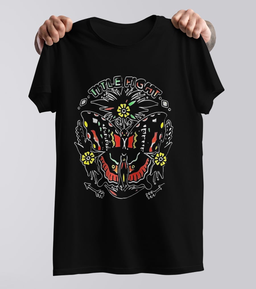 Title Fight Butterfly Flowers Bold Colorful T-Shirt