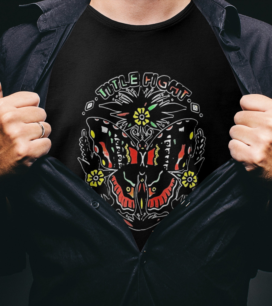 Title Fight Butterfly Flowers Bold Colorful T-Shirt