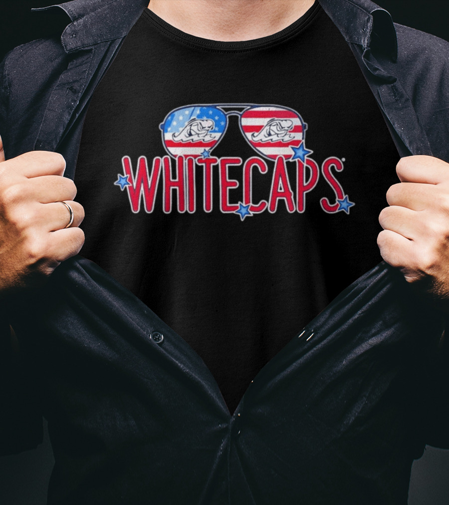West Michigan Whitecaps American Flag Sunglasses Stars T-Shirt