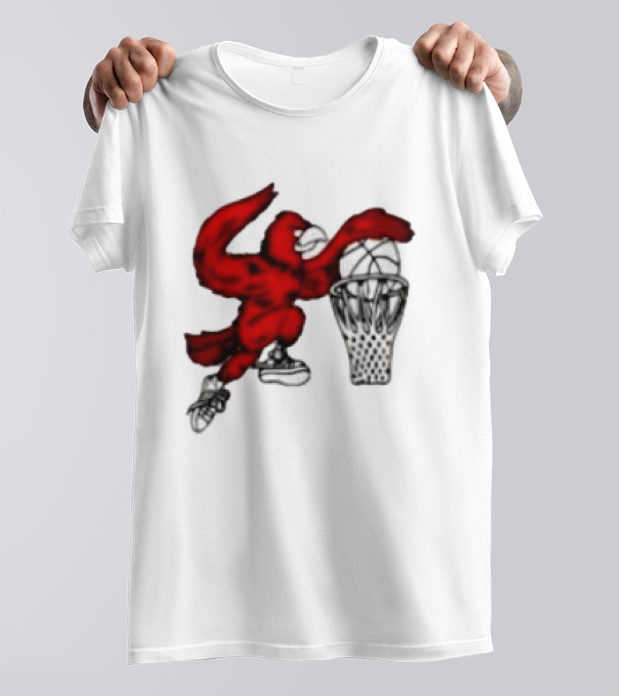 Red Cardinal Bird Dunking Basketball T-Shirt