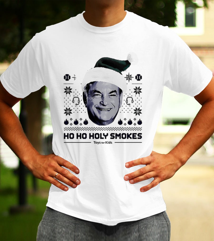 Rick Rizzs Ho Ho Holy Smokes Santa Hat Mariners Rizzsmas In July T-Shirt