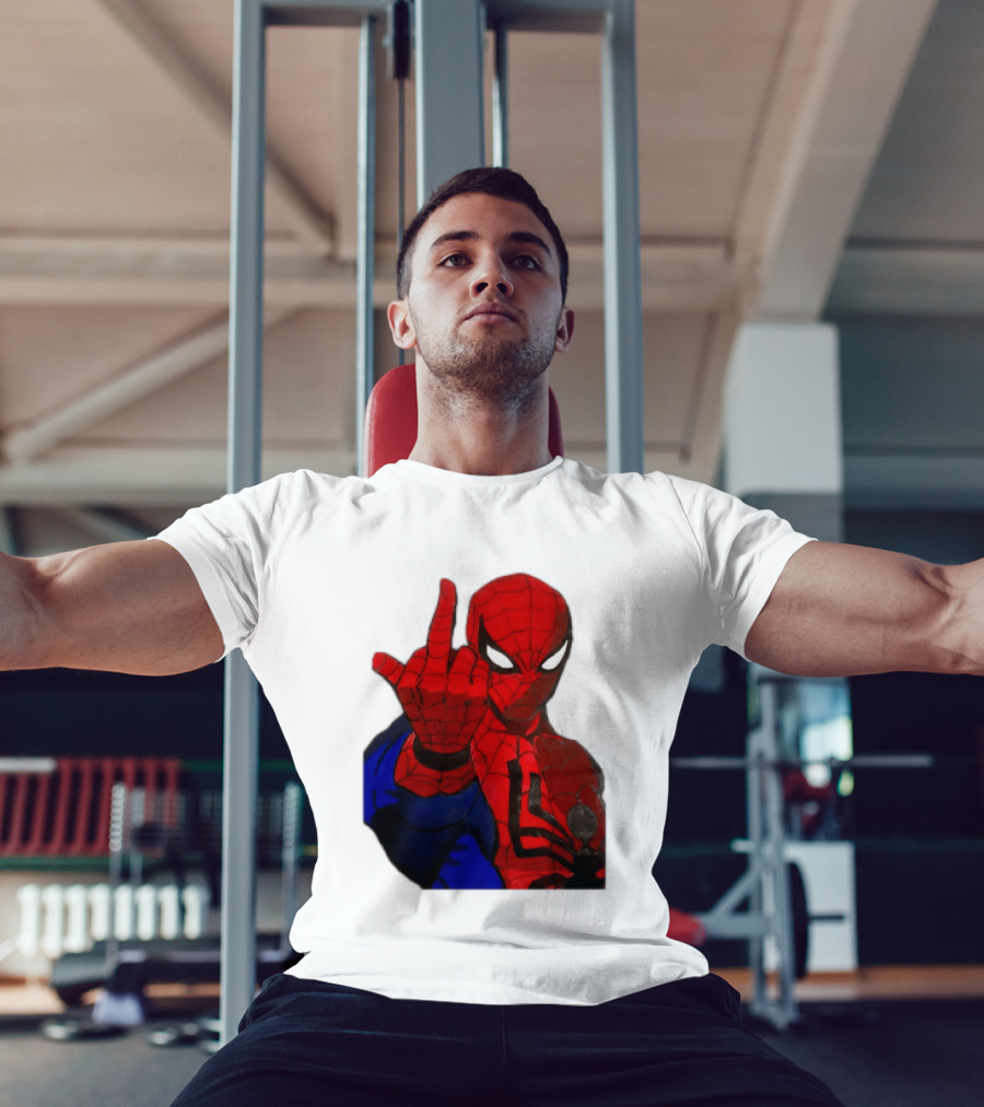 Spider Man Middle Finger Gesture Iconic Superhero Attitude T-Shirt