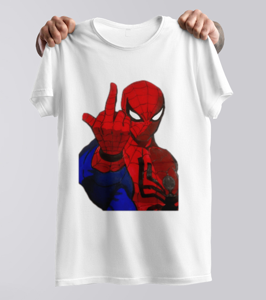 Spider Man Middle Finger Gesture Iconic Superhero Attitude T-Shirt