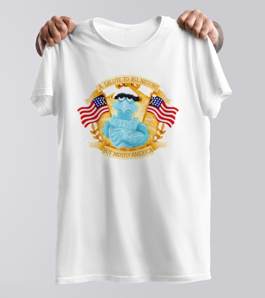 Sam The Eagle 2026 A Salute To All Nations But Mostly America American Flag The Muppets T-Shirt