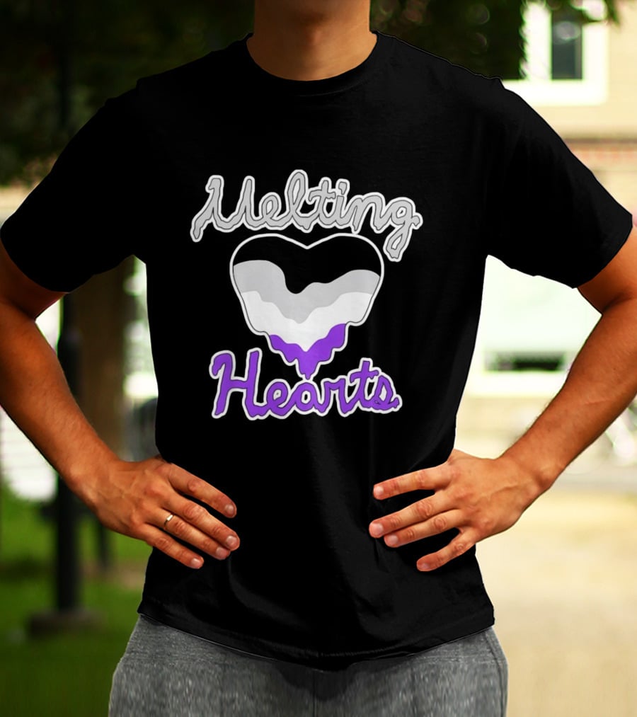 Melting Hearts Asexual Flag Colors Pride T-Shirt