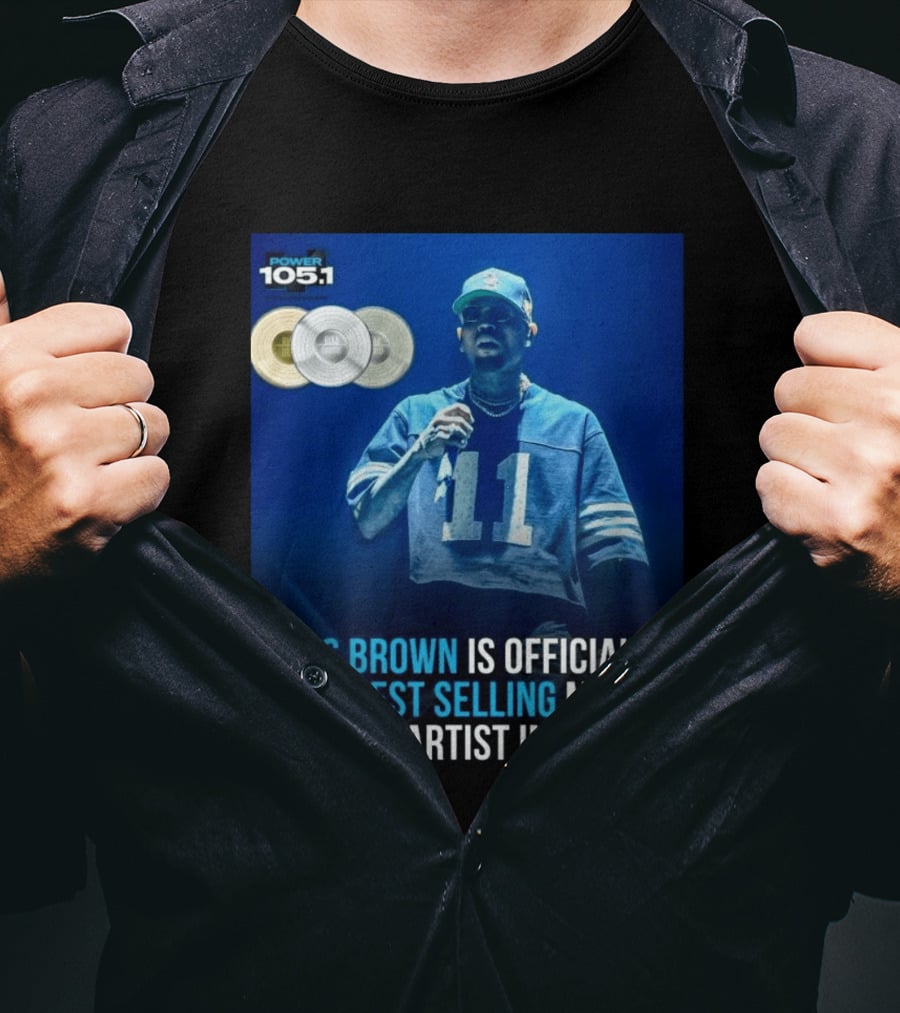 Chris Brown Is Officially The Best Selling Male R&B/Pop Artist In The U.S. Power 105.1 T-Shirt
