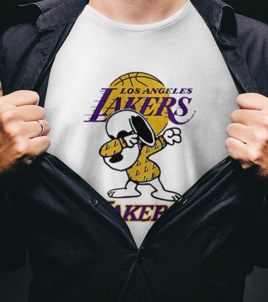 Dabbing Snoopy Los Angeles Lakers Basketball Mashup T-Shirt