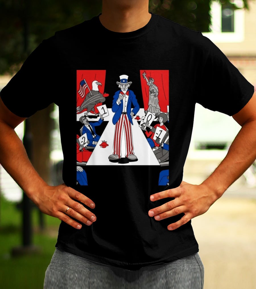 Uncle Sam Patriotic Symbol With Statue Of Liberty And American Eagle Political Commentary T-Shirt