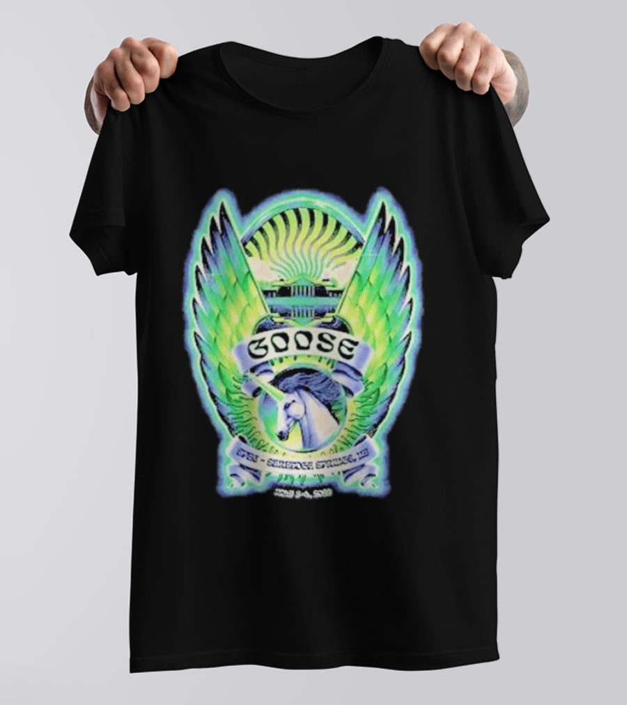 Goose The Band Saratoga Springs July 3 4 2026 Winged Horse New York Concert Tour T-Shirt