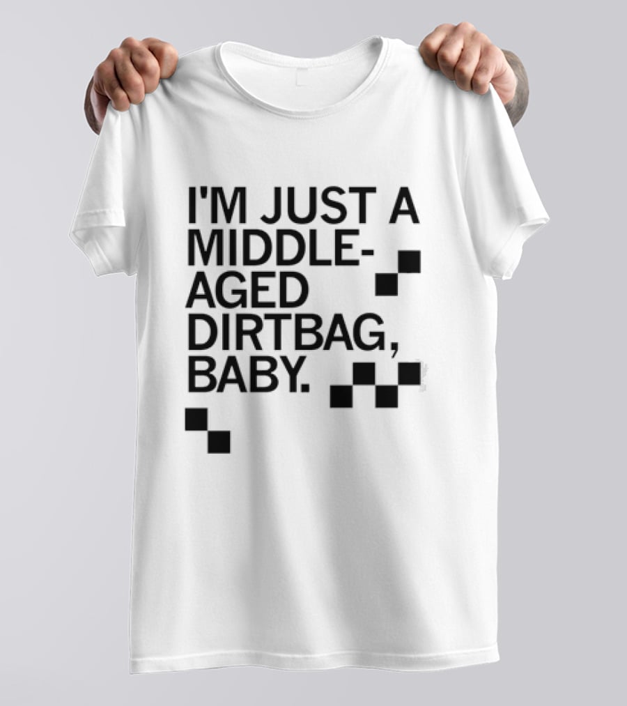 I'm Just A Middle Aged Dirtbag Baby Retro Checkerboard Blocks T-Shirt
