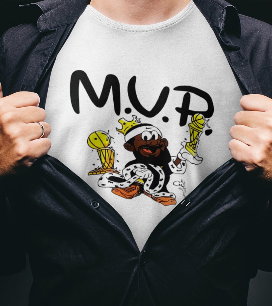 Lebron James MVP Cartoon With Trophy And Crown Lakers Basketball Bubble Boy T-Shirt